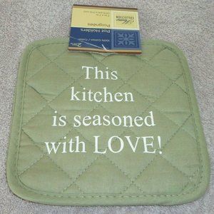 Two Potholders,Green,Kitchen,7in.X7in.Cotton